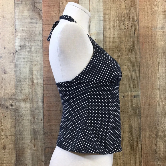 Land's End Swim Top Womens 6 Blue White Polka Dot Halter Tankini Swimwear - Picture 5 of 9